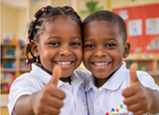 Deux élèves souriants